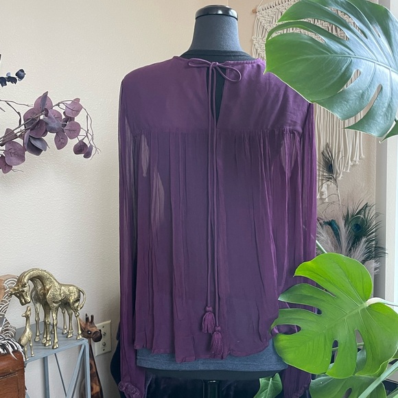 SOLD | Free People Retro Sheer Blouse in Dark Purple - SOLD - Picture 3 of 16